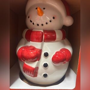 Crofton Red and White Snowman Cookie Jar